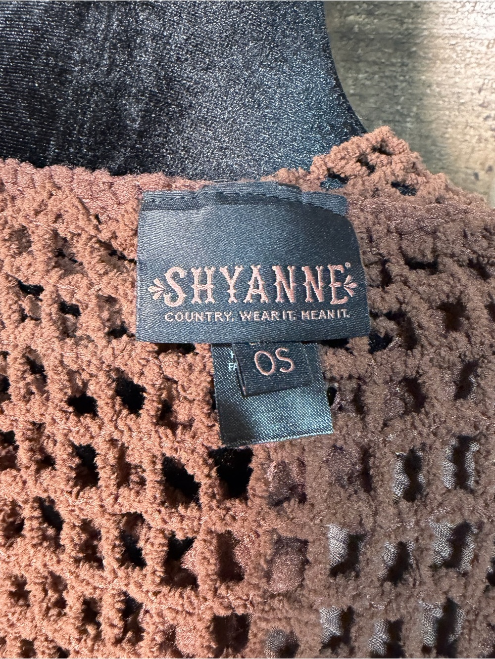 Shyanne Women’s Brown Crochet Sweater Kimono One Size - Picture 6 of 6